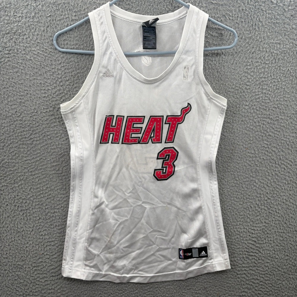Miami Heat Jersey Womens S White Red Dwyane Wade NBA Basketball Adidas *